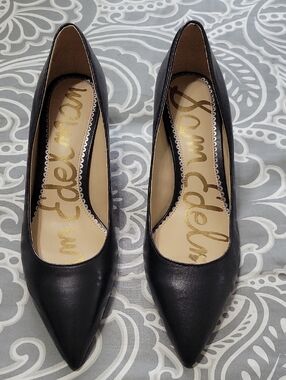 Sam Edelman Dori Black Pointed-Toe Leather Pumps 8